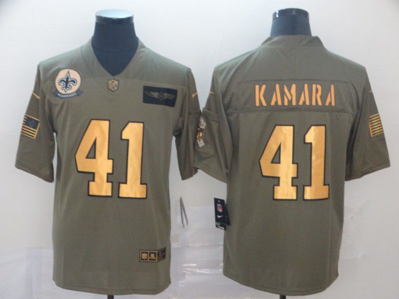 Men New Orleans Saints #41 Kamara green Gold Nike Olive Salute To Service Limited NFL Jersey